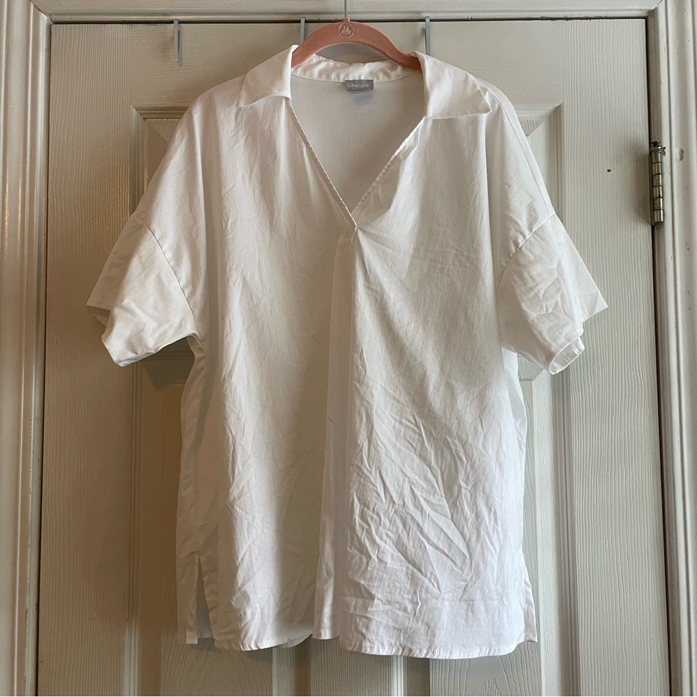 Chico’s Size 2 White Short Sleeve Pullover Top